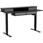FEZIBO Sturdy Height Adjustable Electric Standing Desk with Drawers, Stand Up Table with Large Storage Shelf, Sit Stand Desk