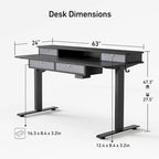 FEZIBO Sturdy Height Adjustable Electric Standing Desk with Drawers, Stand Up Table with Large Storage Shelf, Sit Stand Desk