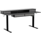 FEZIBO Sturdy Height Adjustable Electric Standing Desk with Drawers, Stand Up Table with Large Storage Shelf, Sit Stand Desk