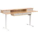 FEZIBO Sturdy Height Adjustable Electric Standing Desk with Drawers, Stand Up Table with Large Storage Shelf, Sit Stand Desk