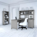 Salinas 60W L Shaped Desk with Hutch and Bookcase in Cape Cod Gray