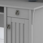 Salinas 60W L Shaped Desk with Hutch and Bookcase in Cape Cod Gray