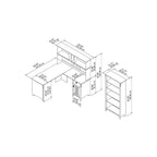 Salinas 60W L Shaped Desk with Hutch and Bookcase in Cape Cod Gray