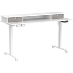 FEZIBO Height Adjustable Electric Standing Desk with Double Drawer, Stand Up Desk with Storage Shelf, Sit Stand Desk