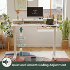 FEZIBO Height Adjustable Electric Standing Desk with Double Drawer, Stand Up Desk with Storage Shelf, Sit Stand Desk