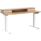 FEZIBO Height Adjustable Electric Standing Desk with Double Drawer, Stand Up Desk with Storage Shelf, Sit Stand Desk