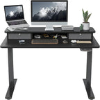 FEZIBO Height Adjustable Electric Standing Desk with Double Drawer, Stand Up Desk with Storage Shelf, Sit Stand Desk