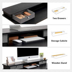 FEZIBO Height Adjustable Electric Standing Desk with Double Drawer, Stand Up Desk with Storage Shelf, Sit Stand Desk