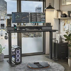 FEZIBO Height Adjustable Electric Standing Desk with Double Drawer, Stand Up Desk with Storage Shelf, Sit Stand Desk