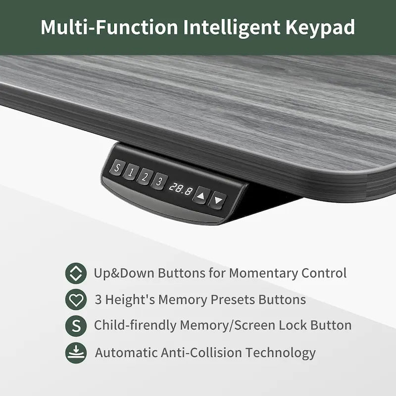 FEZIBO Height Adjustable Electric Standing Desk with Double Drawer, Stand Up Desk with Storage Shelf, Sit Stand Desk