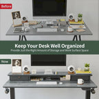 FEZIBO Height Adjustable Electric Standing Desk with Double Drawer, Stand Up Desk with Storage Shelf, Sit Stand Desk