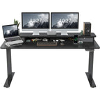 FEZIBO Height Adjustable Electric Standing Desk with Double Drawer, Stand Up Desk with Storage Shelf, Sit Stand Desk