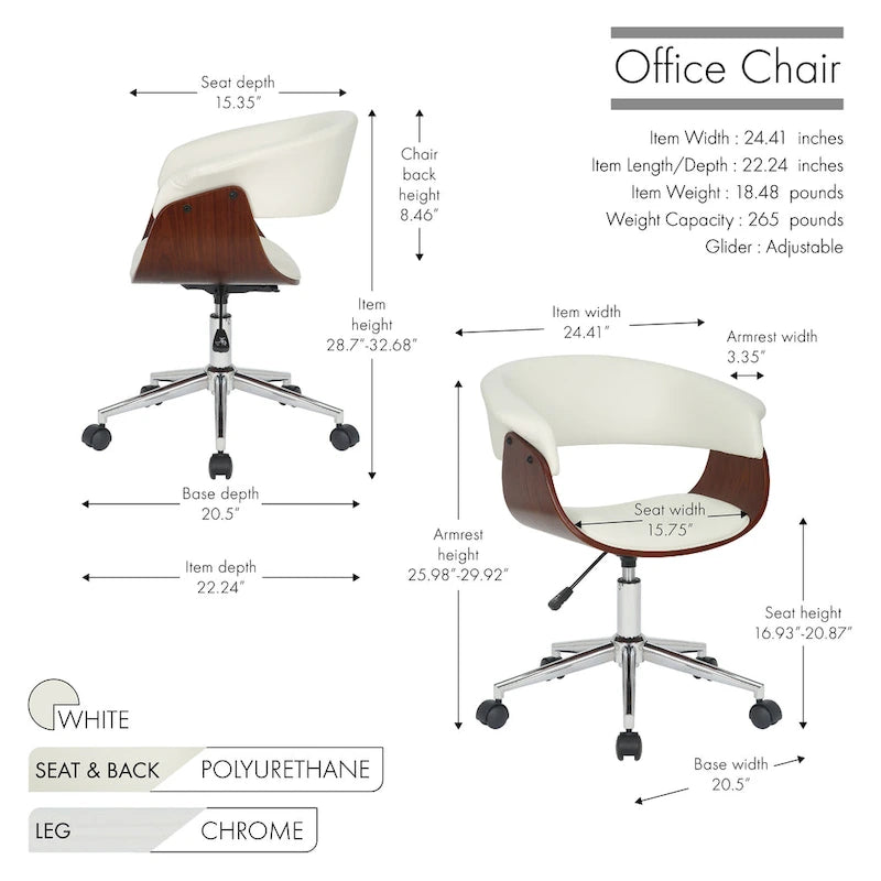 Carson Carrington Sauoarkrokur Faux Leather Office Chair with Chrome Base