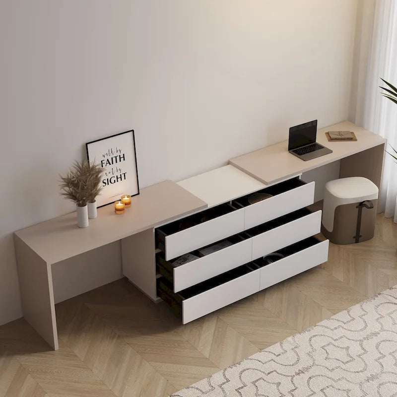 144 Inch Modern Home Office Expandable Dresser Desk