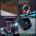 Gaming Desk with Monitor Shelf, 75 inch PC Computer Desk with LED Strip