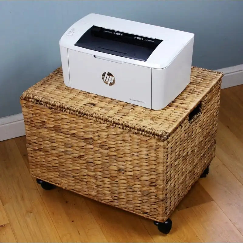 Porch & Den Westphalian Wicker Storage Filing Cabinet & Printer Stand with Wheels