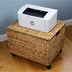 Porch & Den Westphalian Wicker Storage Filing Cabinet & Printer Stand with Wheels