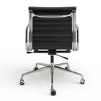 Low Back Genuine Leather Ergonomic Computer Ribbed Office Chair - N/A