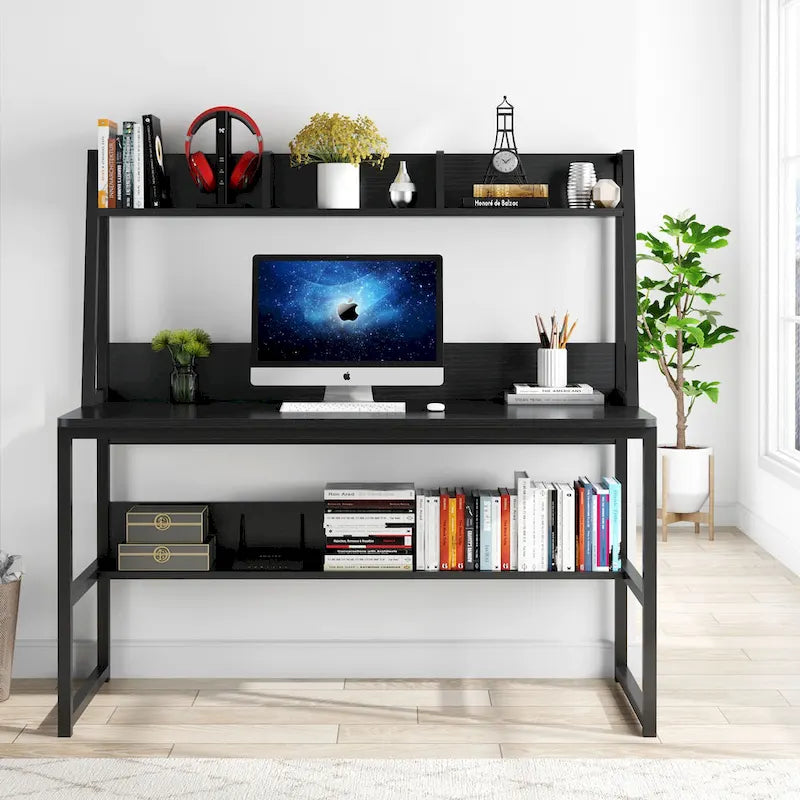 47 Inch Modern Computer Desk with Hutch and Bookshelf