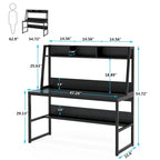 47 Inch Modern Computer Desk with Hutch and Bookshelf