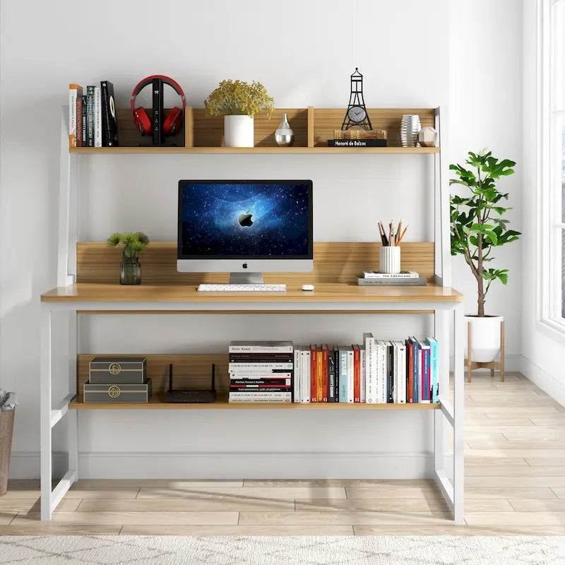 47 Inch Modern Computer Desk with Hutch and Bookshelf