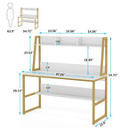 47 Inch Modern Computer Desk with Hutch and Bookshelf