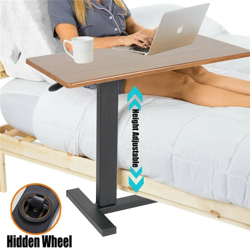 Rolling Overbed Adjustable Laptop Cart Side Table Stand for Couch