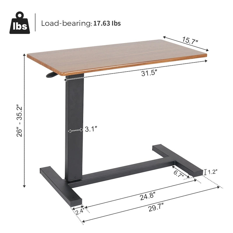 Rolling Overbed Adjustable Laptop Cart Side Table Stand for Couch