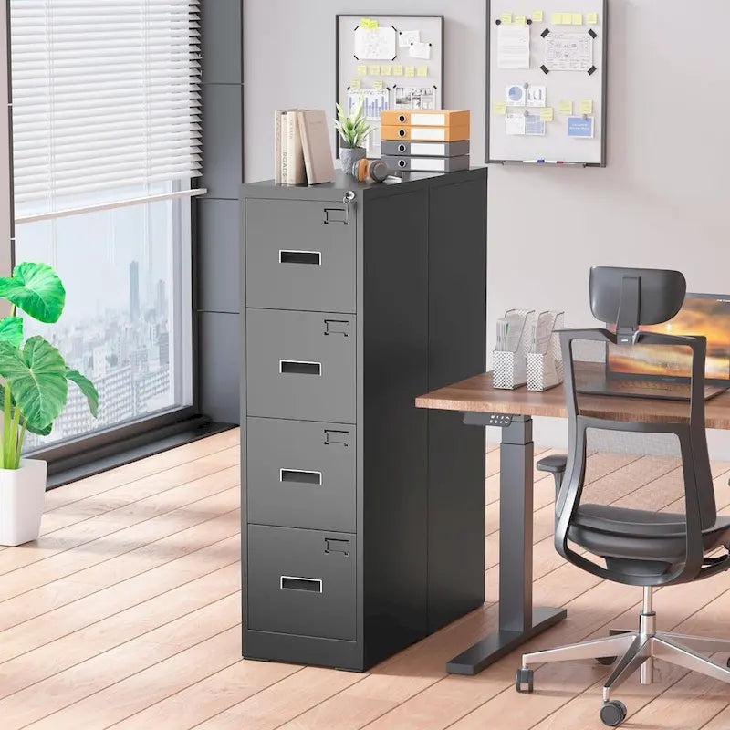 18  Deep 4 Drawers Vertical Metal Locking File Cabinet with with 4 Adjustable Hanging Frame for Home Office