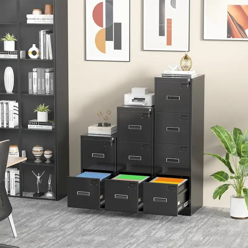 18  Deep 4 Drawers Vertical Metal Locking File Cabinet with with 4 Adjustable Hanging Frame for Home Office