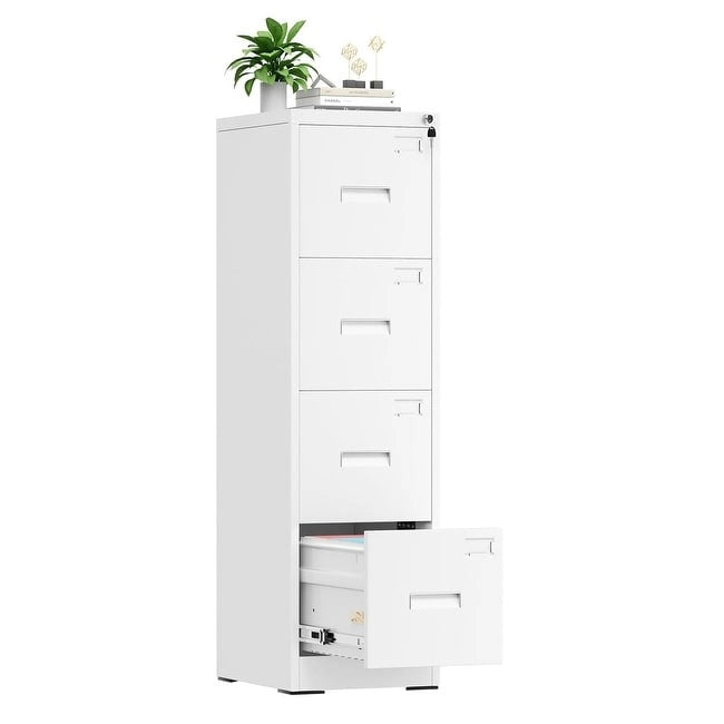 18  Deep 4 Drawers Vertical Metal Locking File Cabinet with with 4 Adjustable Hanging Frame for Home Office