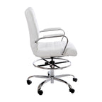 Mid-Back LeatherSoft Drafting Chair with Adjustable Foot Ring and Chrome Base