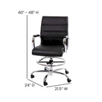 Mid-Back LeatherSoft Drafting Chair with Adjustable Foot Ring and Chrome Base
