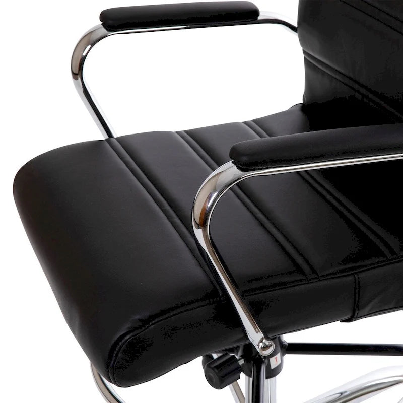 Mid-Back LeatherSoft Drafting Chair with Adjustable Foot Ring and Chrome Base