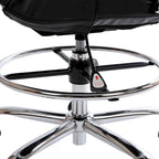 Mid-Back LeatherSoft Drafting Chair with Adjustable Foot Ring and Chrome Base
