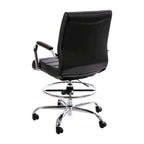 Mid-Back LeatherSoft Drafting Chair with Adjustable Foot Ring and Chrome Base