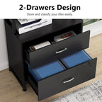 Brown/ Black 4-Tier Tall File Cabinet with Lock, Multi-Functional Shelf Units for Collection,Filing Cabinet Bookshlves
