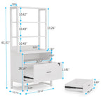 Brown/ Black 4-Tier Tall File Cabinet with Lock, Multi-Functional Shelf Units for Collection,Filing Cabinet Bookshlves