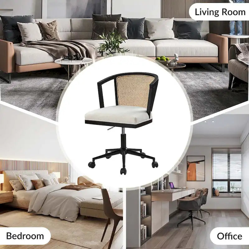 Ingrid Modern Rattan Swivel Height Adjustment Office Chair by HULALA HOME