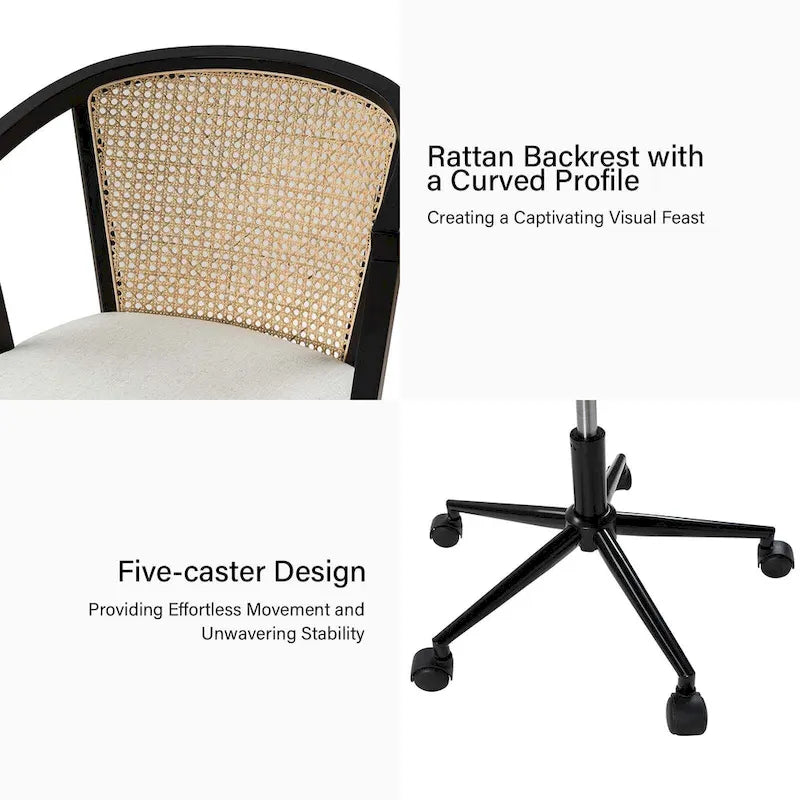Ingrid Modern Rattan Swivel Height Adjustment Office Chair by HULALA HOME
