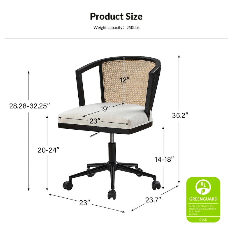 Ingrid Modern Rattan Swivel Height Adjustment Office Chair by HULALA HOME