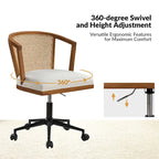 Ingrid Modern Rattan Swivel Height Adjustment Office Chair by HULALA HOME