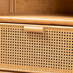Curacao Modern Bohemian Light Honey Rattan 2-Drawer Bookcase