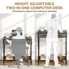 Adjustable Side Table Portable Desk with Drawers and Wheels for Home Office