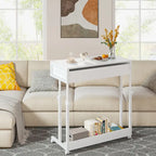 Adjustable Side Table Portable Desk with Drawers and Wheels for Home Office