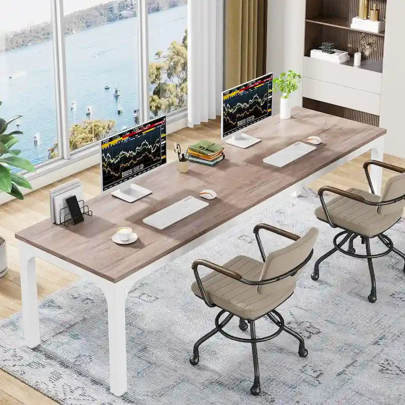 78.8  Extra Long 2 Person Computer Desk with Metal Legs for Home Office Bedroom