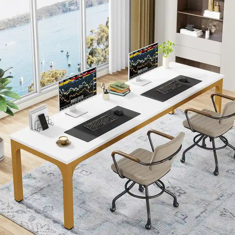 78.8  Extra Long 2 Person Computer Desk with Metal Legs for Home Office Bedroom