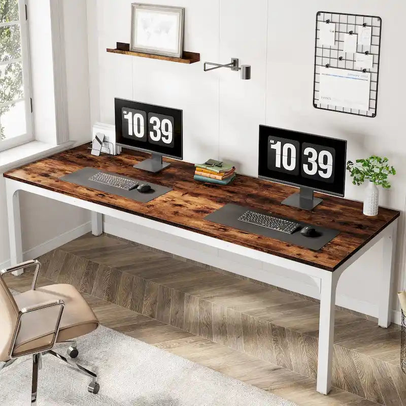 78.8  Extra Long 2 Person Computer Desk with Metal Legs for Home Office Bedroom