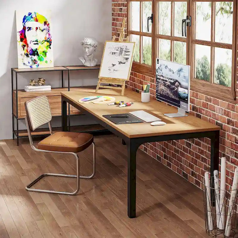 78.8  Extra Long 2 Person Computer Desk with Metal Legs for Home Office Bedroom