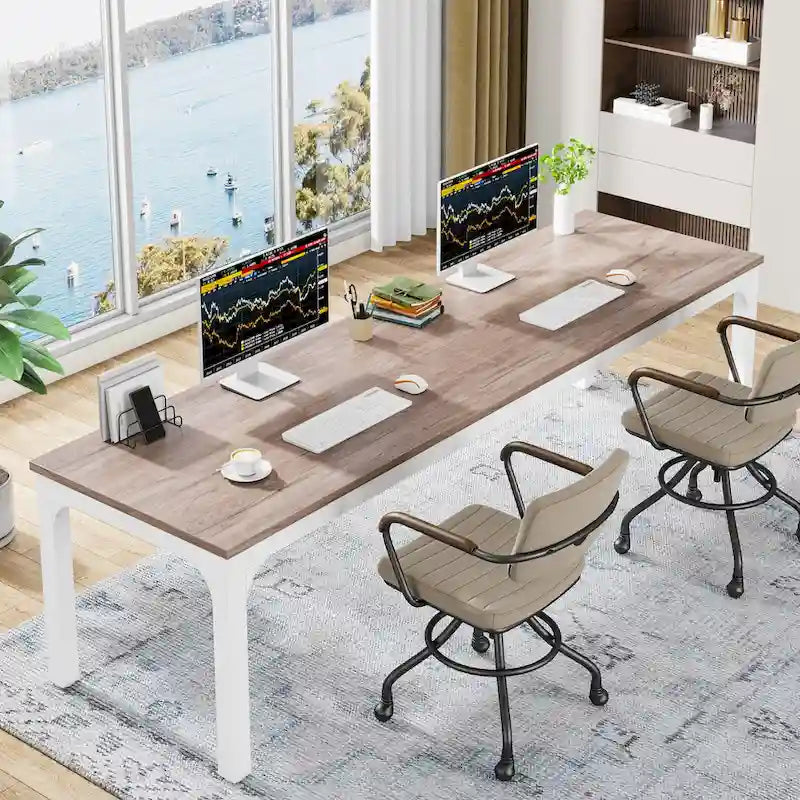 78.8  Extra Long 2 Person Computer Desk with Metal Legs for Home Office Bedroom